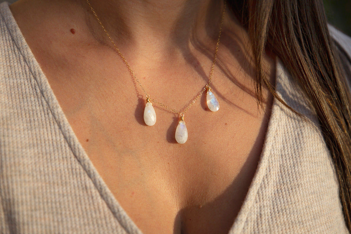 Moonstone Rain Drop Necklace
