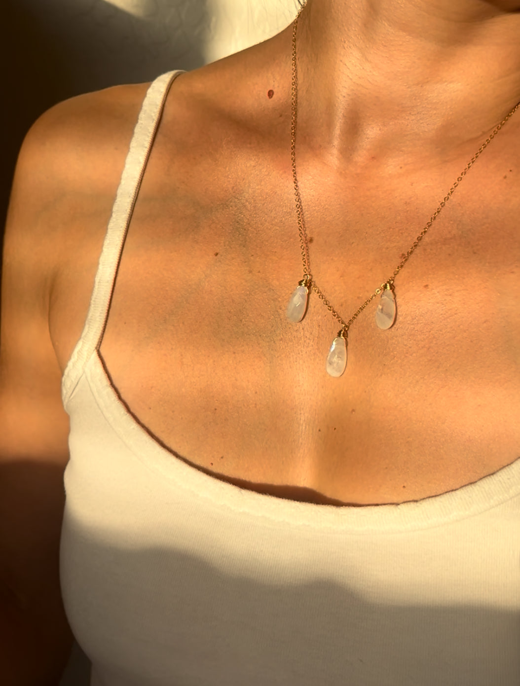 Moonstone Rain Drop Necklace