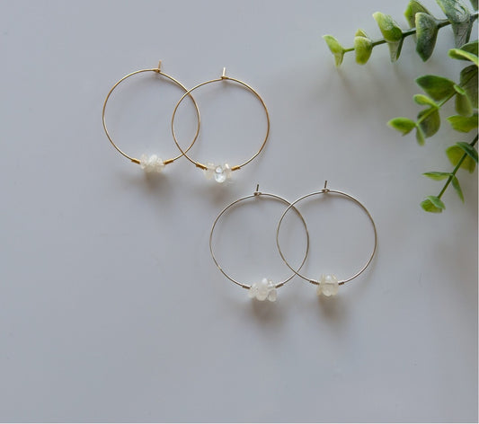 Moonstone Drop Hoops