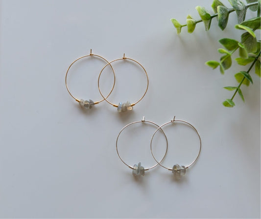 Labradorite Drop Hoops